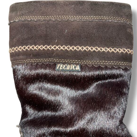 Vintage Tecnica Cow Hair Leather Winter Boots Italian Apres Scandia Brown Sz 37 - Picture 5 of 12